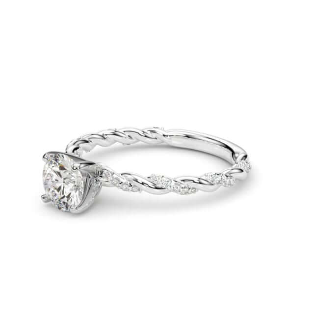 1.2CTW Natural Diamond & Moissanite 18K Gold White Twisted Shank Engagement Ring