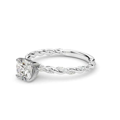 1.2CTW Real Diamond & Moissanite 18K Gold White Twisted Shank Engagement Ring
