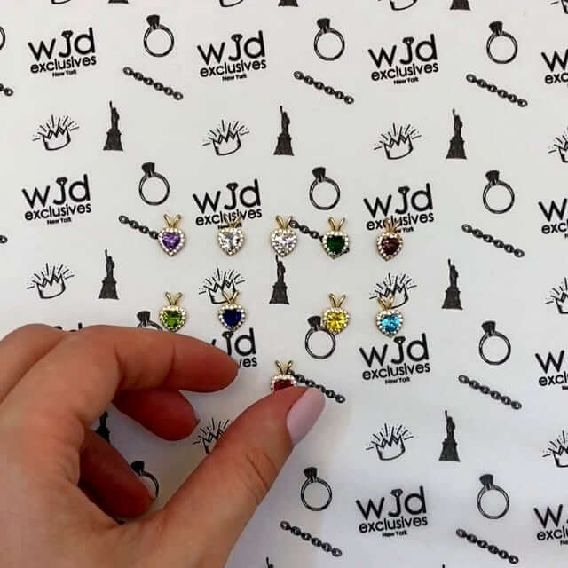 14K Gold Birthstone CZ Heart Shape Pendant 0.5"