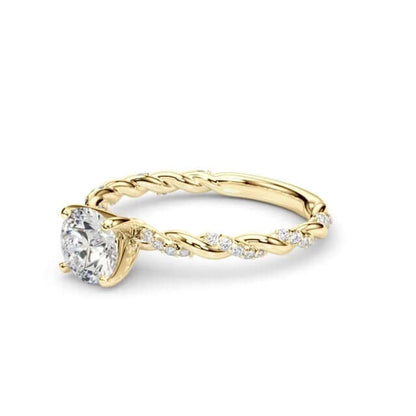 1.2CTW Real Diamond and Moissanite 18K Gold Twisted Shank Engagement Ring