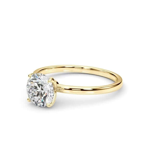 1CT Lab Grown Diamond 18K Gold Classic Solitaire Round Engagement Ring
