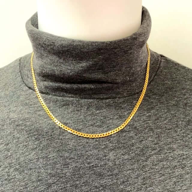 18K Gold Over Silver 3.6mm Cuban Chain (Solid Links) 16"-24"