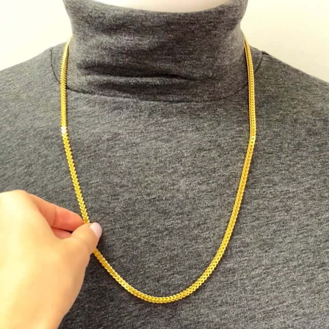 18K Gold Over Silver 3.5mm Hollow Franco Chain Necklace 20"-30"