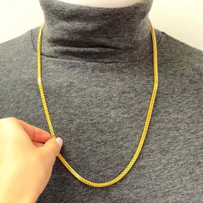18K Gold Over Silver 3.5mm Hollow Franco Chain Necklace 20"-30"