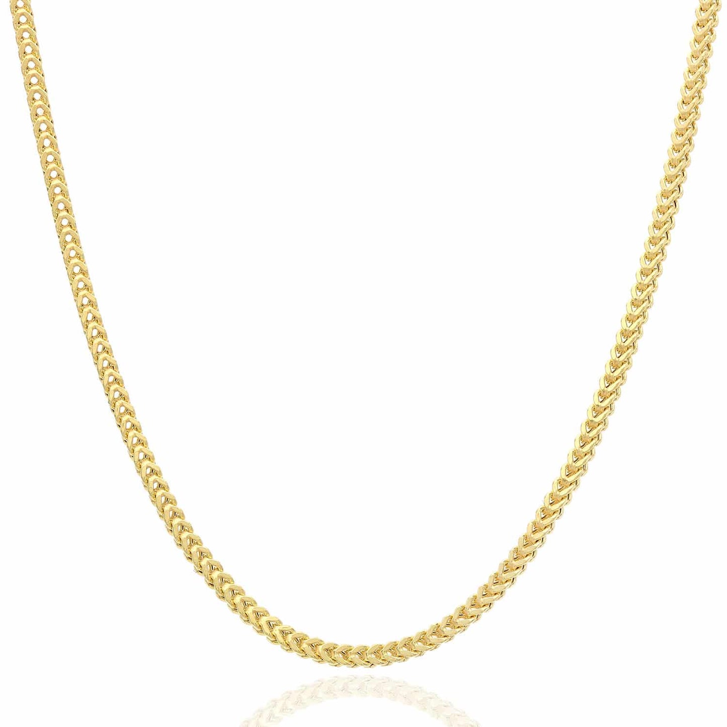 10K Yellow Gold 2mm Hollow Wide Franco Lobster Clasp Chain Necklace 18-30"