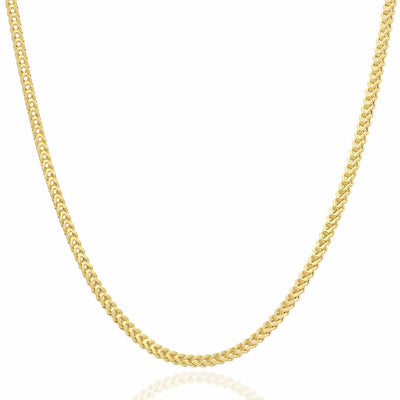10K Yellow Gold 2mm Franco Chain (Hollow) 18"-30"