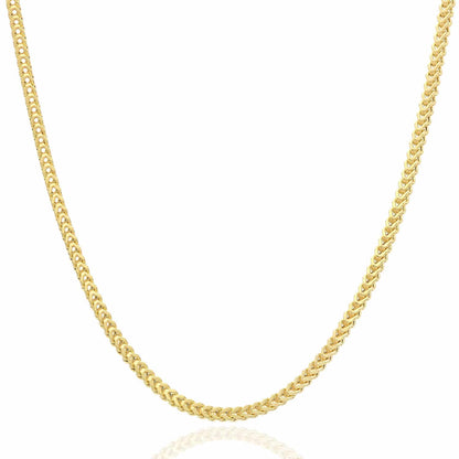 10K Yellow Gold 2mm Hollow Wide Franco Lobster Clasp Chain Necklace 18-30"
