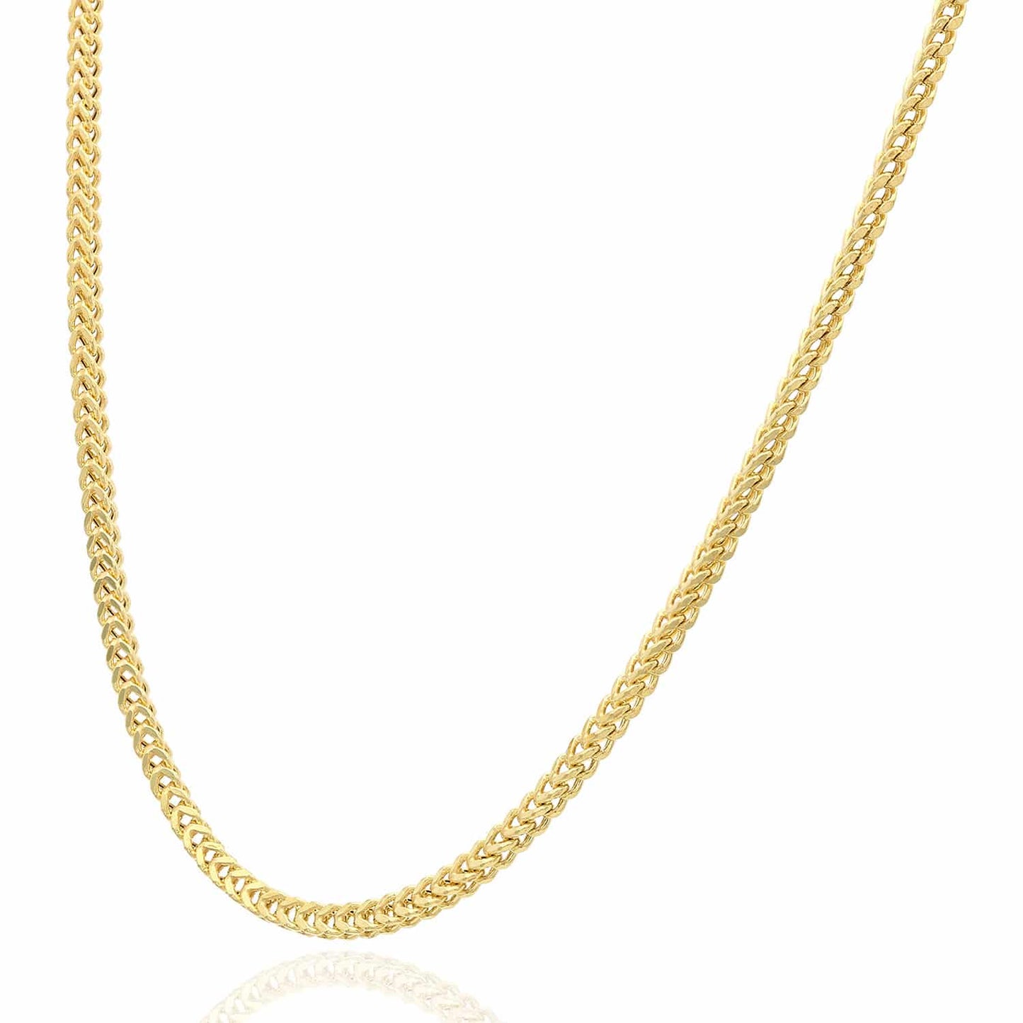 10K Yellow Gold 2mm Hollow Wide Franco Lobster Clasp Chain Necklace 18-30"