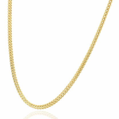 10K Yellow Gold 2mm Hollow Wide Franco Lobster Clasp Chain Necklace 18-30"