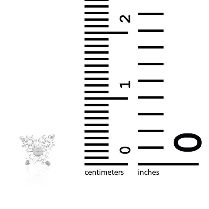 14K Yellow White Gold CZ Butterfly Baby Screw Back Stud Earrings