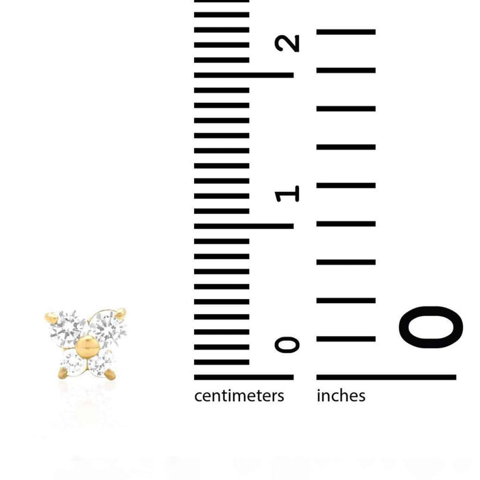 14K Yellow White Gold CZ Butterfly Baby Screw Back Stud Earrings