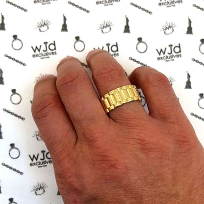 Solid 10K Real Gold Yellow 9.5mm Jubilee Band Ring