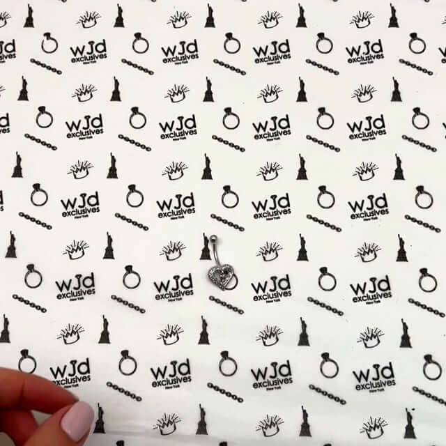 14K White Gold CZ Heart Navel Belly Button Ring