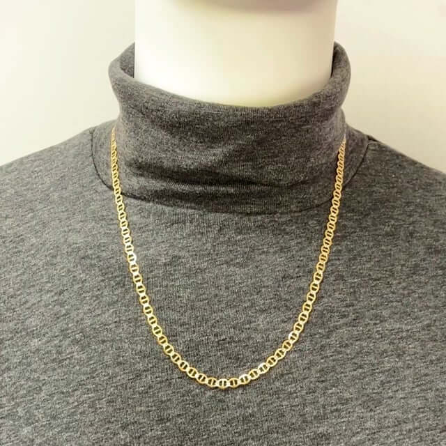 10K Yellow Gold 5mm Diamond-Cut Marine Anchor Chain (Solid Links) 20"-26"