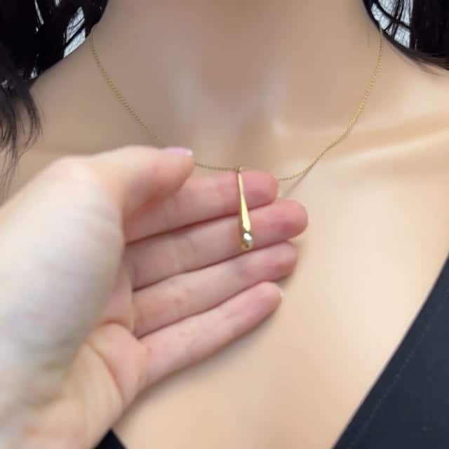 14K Yellow White Rose Gold Shiny Long Puffed Teardrop Necklace (Solid Links) 18"