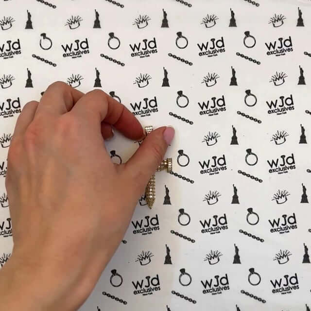 14K Yellow Gold Simulated Baguette Diamond Double Nail Cross Pendant 2.4"