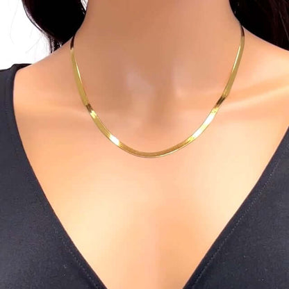 14K Yellow Gold 4mm Imperial Herringbone Chain (Solid Links) 16