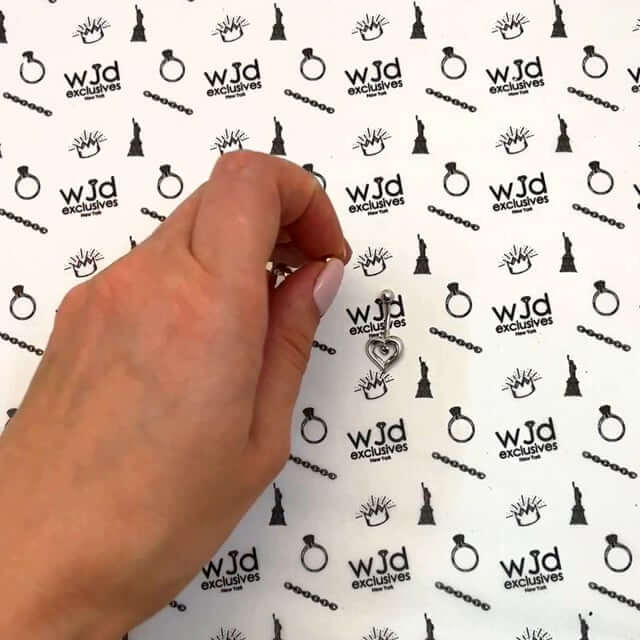 14K White Gold Two Hearts Navel Belly Button Ring Body Piercing