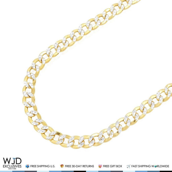 10K Yellow Gold 4.5mm Diamond-Cut Cuban Curb Chain (Hollow) 18"-28"