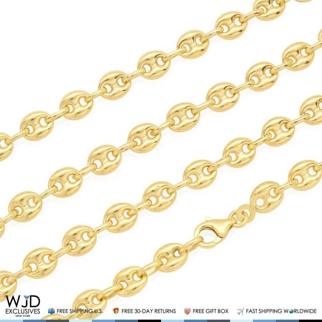 10K Yellow Gold 6.5mm Fancy Puffed Anchor Mariner Chain (Hollow) 30"