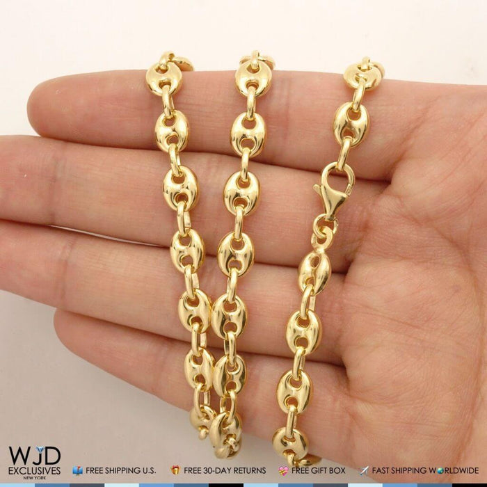 10K Yellow Gold 6.5mm Fancy Puffed Anchor Mariner Chain (Hollow) 30"