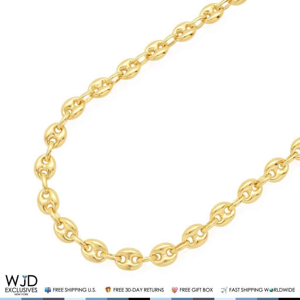 10K Yellow Gold 6.5mm Fancy Puffed Anchor Mariner Chain (Hollow) 30"