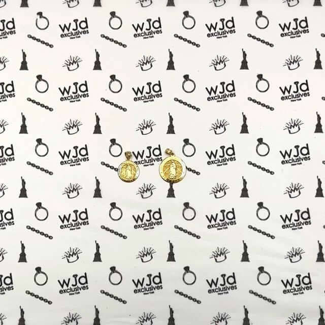 10K Yellow Gold Our Lady Of Guadalupe Pray For Us Medallion Pendant 0.8-1"