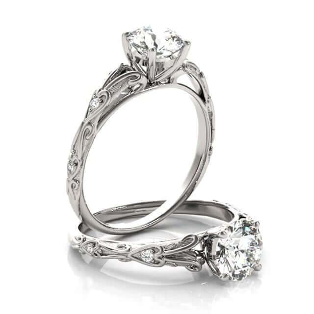 1.05CTW Natural Diamond & Moissanite 18K Gold White Classic Engagement Ring