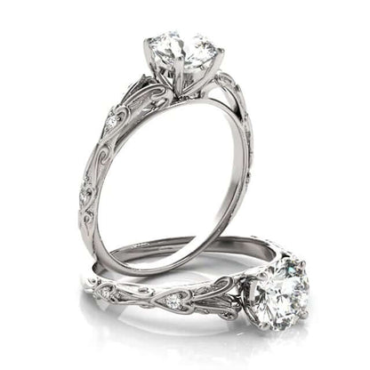1.05CTW Real Diamond & Moissanite 18K Real Gold White Classic Engagement Ring
