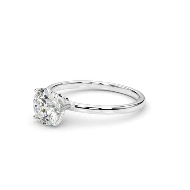 2CT Real Round Moissanite 18K Gold White Classic Solitaire Engagement Ring
