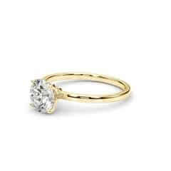 2CT Real Round Moissanite 18K Gold Yellow Classic Solitaire Engagement Ring