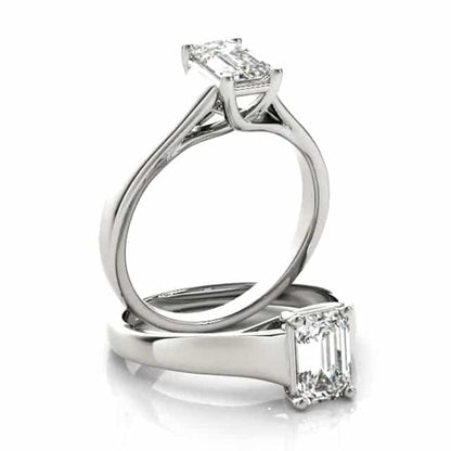 1CT Lab Grown Diamond Emerald 18K Gold White Trellis Solitaire Engagement Ring