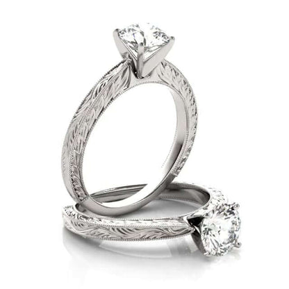 2CT Real Moissanite 18K Gold White Antique-Style Filigree Engagement Ring
