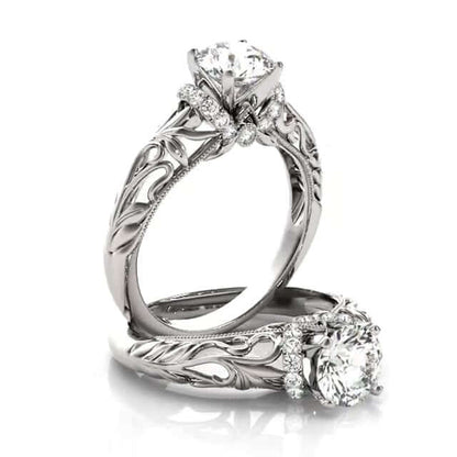 1.20CTW Lab-Grown Diamond 18K Gold White Vintage-Style Solitaire Engagement Ring