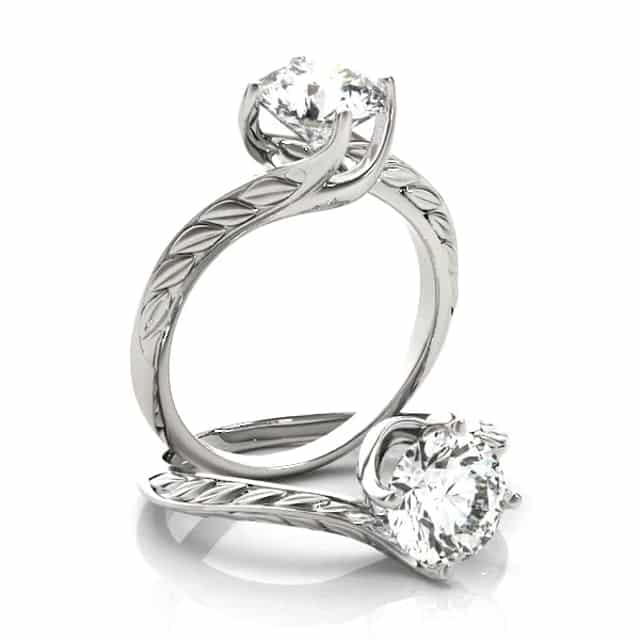 1Ct Real Moissanite 18K Gold White Solitaire Engagement Ring