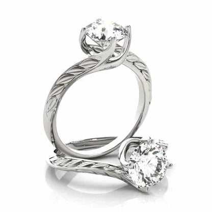 1Ct Real Moissanite 18K Gold White Solitaire Engagement Ring