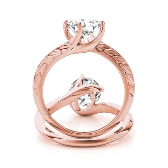 1Ct Real Moissanite 18K Gold Rose Solitaire Engagement Ring