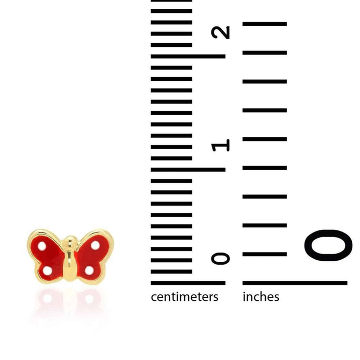 Kids 14K Gold Enamel Butterfly Baby Screw Back Stud Earrings 4.5mm