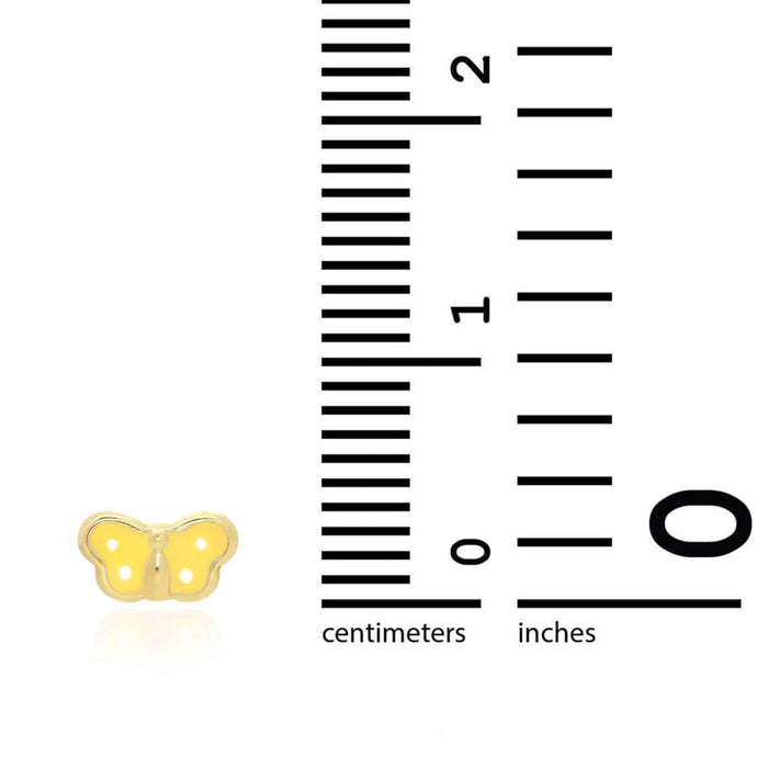 Kids 14K Gold Enamel Butterfly Baby Screw Back Stud Earrings 4.5mm