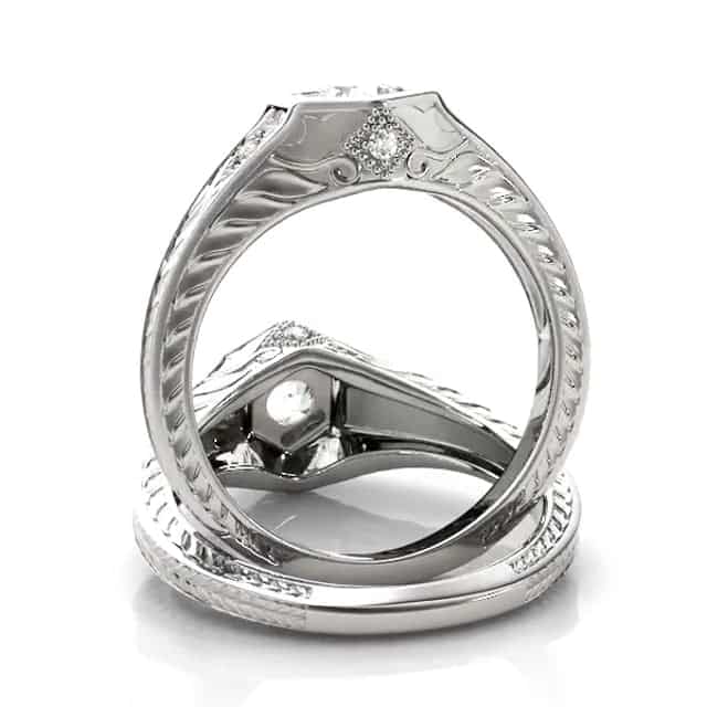 1.05CTW Lab-Grown Diamond 18K Gold White Hexagon Halo Engagement Ring