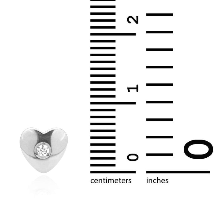 14K Yellow White Gold White Zircon Heart Screw Back Stud Kids Earrings 6mm