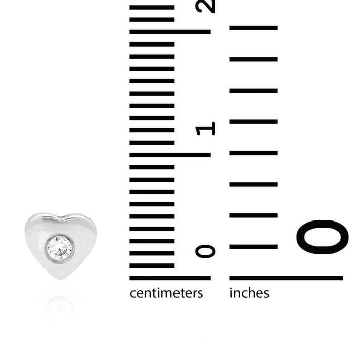 Kids 14K Yellow White Gold White Zircon Heart Screw Back Stud Earrings 5mm