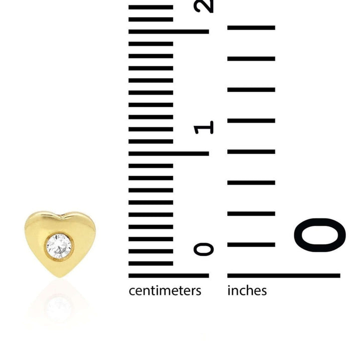 Kids 14K Yellow White Gold White Zircon Heart Screw Back Stud Earrings 5mm