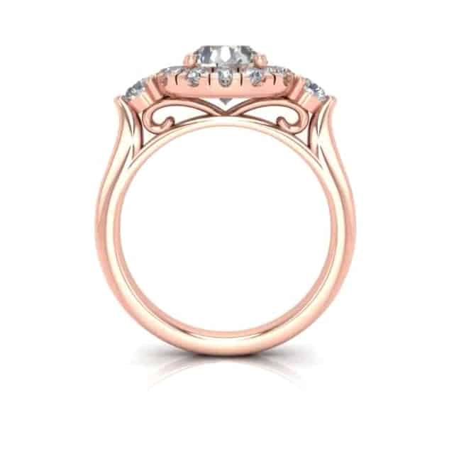 2.10CTW Real Diamond & Moissanite 18K Gold Rose Halo Engagement Ring