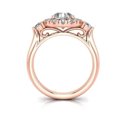 2.10CTW Real Diamond & Moissanite 18K Gold Rose Halo Engagement Ring