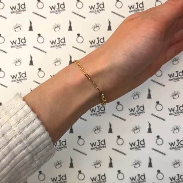 14K Yellow Gold 2mm Paperclip Name ID Bar Tag Bracelet (Hollow) Adjustable 6"-7"