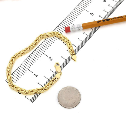 10K Gold Yellow 5mm Byzantine Mens Bracelet 8.5"