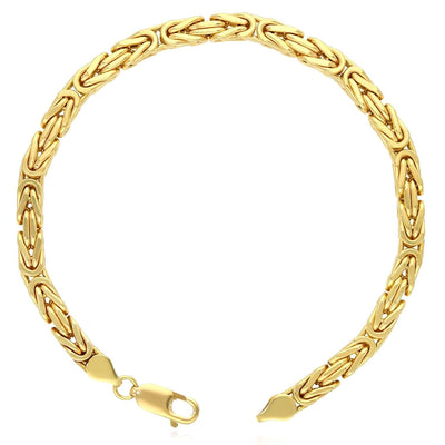 10K Yellow Gold 5mm Byzantine Bracelet (Hollow) 8.5"
