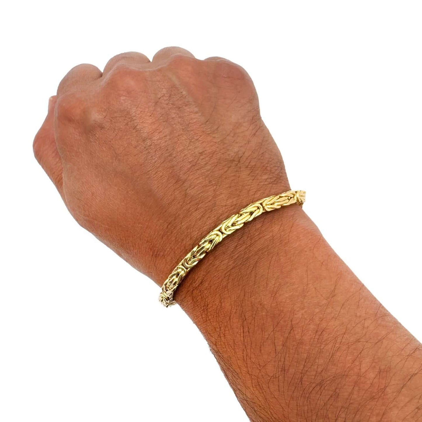 10K Gold Yellow 5mm Byzantine Mens Bracelet 8.5"