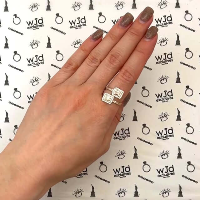1.10CTW CZ 14K Yellow Gold Baguette Cuff Cocktail Wrap Ring